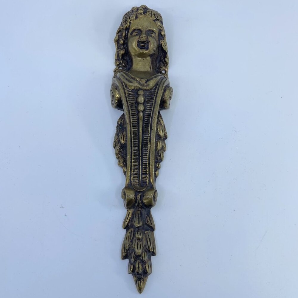 vintage brass caryatid neoclassical female bust  furniture ornament
